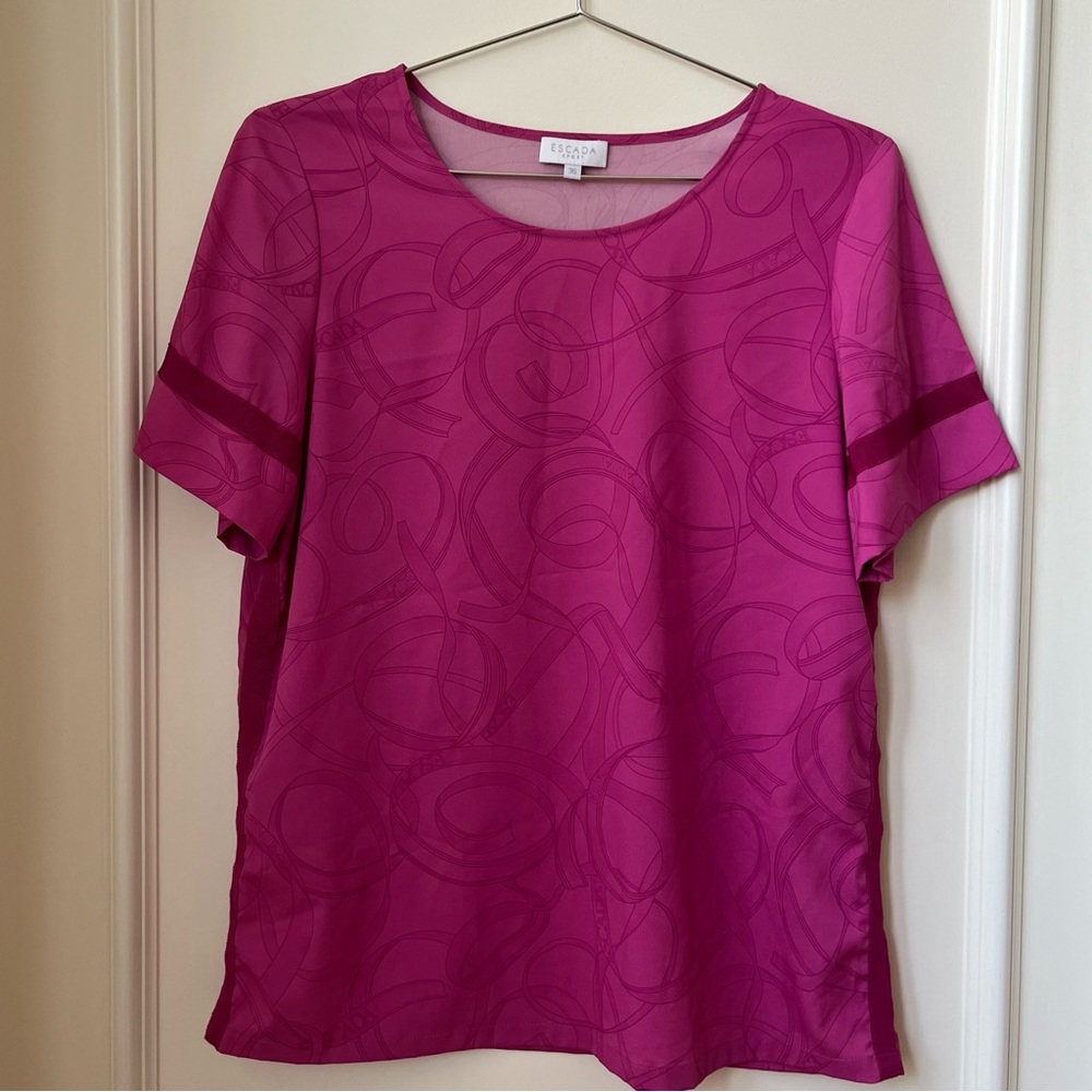 Escada Sport Pink Blouse With Ribbon Pattern Women’s Size EU 36/US 6/Medium